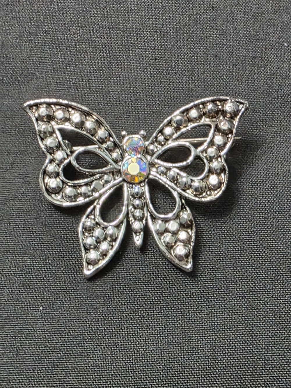 Estate Silver-Tone Vintage Butterfly Brooch - Signed - 394